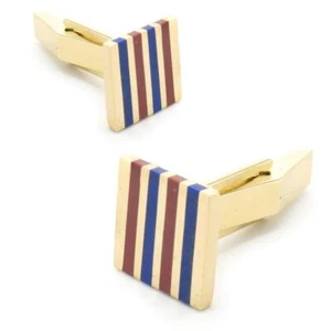 18 Karat Yellow Gold Lapis and Coral Cufflinks - Picture 1 of 4