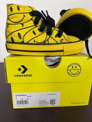 NEW CONVERSE HI TOP KIDS YELLOW CTAS HI CYBER YELLOW- ALL STAR INFANT SIZE 4 — 第 1/4 张图片