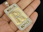 3Ct Round Cut Real Moissanite Rolls Royce Custom Pendant 14K Yellow Gold Plated