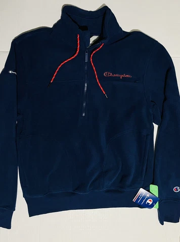 Champion 1/4 Zip Fleece Jacket Pullover Navy Blue Small NWT Cover