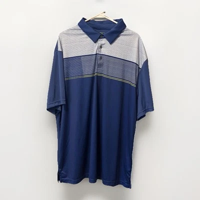 Ben Hogan Men’s Performance Striped Short Sleeve Golf Polo Shirt Blue 2XL - Image 1 of 4