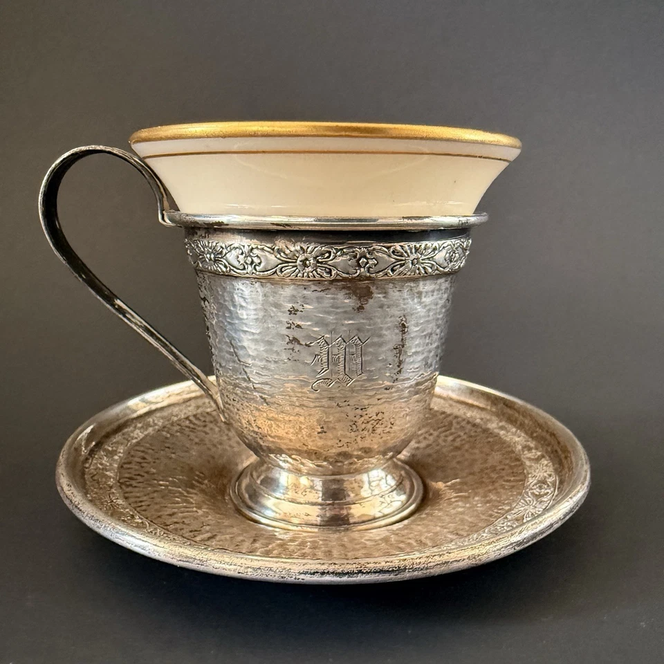 Antique 66g (34g Silver) Sterling Demitasse Cup/Saucer/English Crown Line - Image 1 of 4