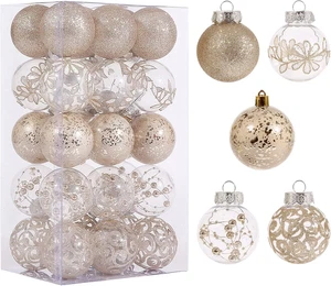 60Mm/2.36Inch Clear Christmas Ornaments Set, 30Ct Champagne Christmas Ornaments  - Picture 1 of 12