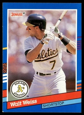 1991 Donruss Walt Weiss Oakland Athletics #214 - Image 1 of 2
