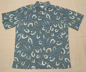 Reyn Spooner Dietrich Varez Hawaiian Shirt Mens Large Fish Hook Reverse Print - Picture 1 of 18