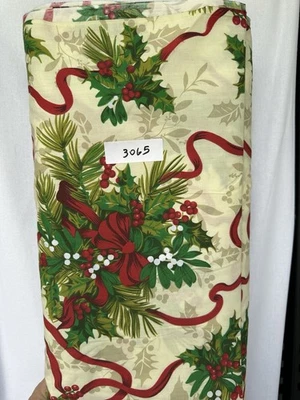 Navidad Floral Sobre Crema Estampado Grande Poliéster/Algodón 3 Yardas X 60 Pulgadas Ancho Foto 1 de 2