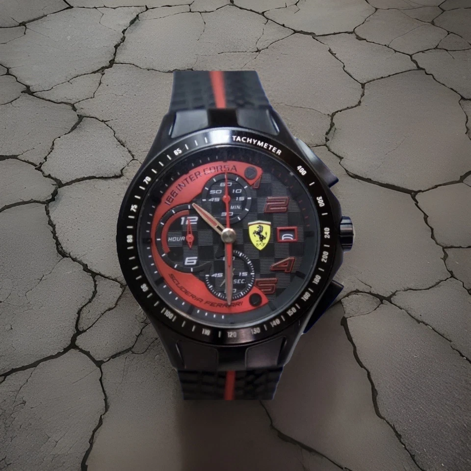 Reloj Pulsera Ferrari Scuderia Original Cronógrafo Negro/Rojo con Caja Foto 1 de 4