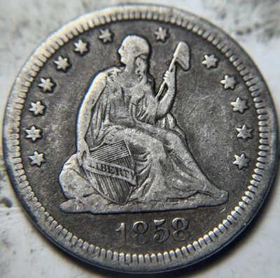 1858 25c Seated Liberty Quarter. Attractive Circulated Example! - Image 1 of 2
