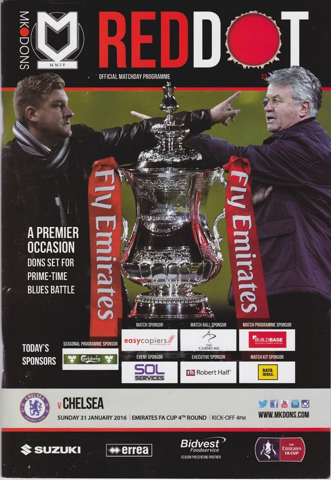 MK Dons v Chelsea. Season 2015/16. Ref: A3Y 7644 NM (2)c - Image 1 of 1
