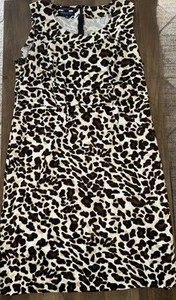 Abito donna elasticizzato firmato Jones New York 14W stampa leopardata marrone bianco usato in ottime condizioni - Foto 1 di 4