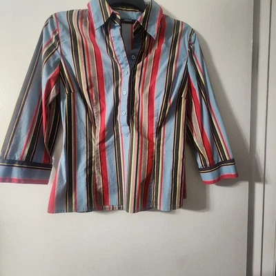 Top para mujer Mexx medio botón a rayas manga 3/4 Y2K azul talla 4 mezcla de algodón Foto 1 de 4