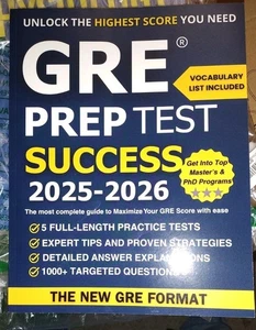 GRE Prep Test Success 2025-2026 New GRE Format Five Practice Tests+ NEW - Bild 1 von 3