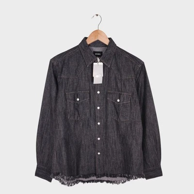 BEAMS Men's Dark Grey Denim Fringed Western Shirt - Size M - Brand New - Image 1 of 4