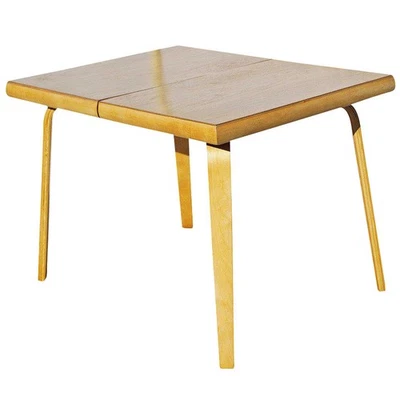 Mesa de jantar de madeira compensada dobrada do meio do século com tampo de bétula por Thaden-Jordan Furniture - Imagem 1 de 4