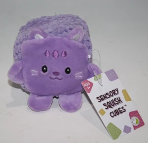 Sensory Squish Cube Cat Purple Plush 2.5" Soft Toy Stuffed Animal Adventure New - Picture 1 of 12