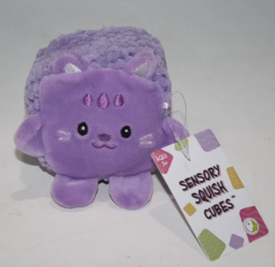 Sensory Squish Cube Cat Purple Plush 2.5" Soft Toy Stuffed Animal Adventure New - Image 1 of 4