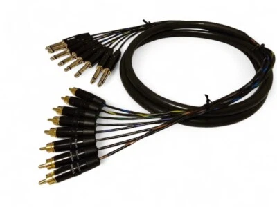 Canare 8 Channel Balanced Studio HIFI Mono Snake Cable, 1/4" TS  To RCA Male . - Image 1 of 3