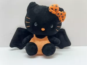 Ty Beanie Babies Sanrio Hello Kitty RARE Bat Halloween Bow Black Orange Plush - Picture 1 of 8