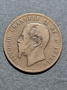 Italy 10 centesimi coin, 1866 N.  Vittorio Emanuele II. Milan. (LL222)