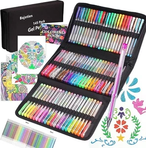 145 Pack Glitter Gel Pens Set 72 Unique Colours & 72 Refills Vozuna