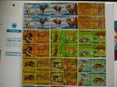 1975 Burundi Sc #479-484 Wild Animals 12 Blocks of 48 stamps Black Font  - Image 1 of 4