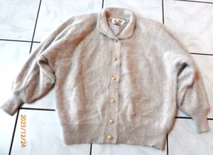 Belldini VTG Beige Angora Sweater Fuzzy Jacket Size M Button front G13 - Picture 1 of 11