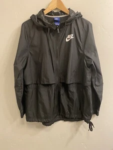Nike Trainingsjacke Damen Medium schwarz belüftet leicht mit Kapuze "Just Do It" - Bild 1 von 18