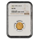1861 $2.50 Liberty Gold Quarter Eagle Type 2 AU-58 NGC
