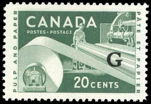 Canada Stamp - Official #O45 - Paper Industry (1956) 20¢ Overprinted G - Picture 1 of 1