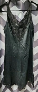 Vintage 70er Jahre JEUNIQUE ärmelloses schwarzes Nachthemd Slip Intimmoden Small - Bild 1 von 8