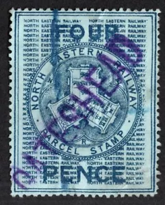 4D NORTH EASTERN RAILWAY PARCEL STAMP CANCELLED GATESHEAD IN VIOLET - Picture 1 of 2