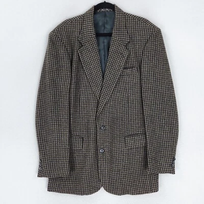 Blazer largo de lana Guy Laroche Jacket para hombre negro marrón pata de gallo 40 Foto 1 de 4