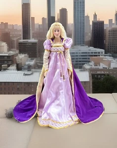 Vintage Puppe Porzellan Franklin Mint Rapunzel mit Box & Ständer enthalten 19" groß - Bild 1 von 10