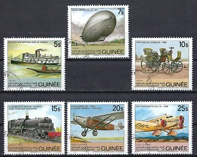 Guinea 1984 6v. CTO NH Vintage Autos Trains Planes Transportation - Image 1 of 3