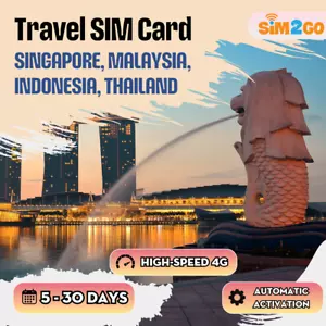 Singapore, Malaysia, Indonesia, Thailand Travel Sim Card High Speed 4G/LTE - Picture 1 of 3