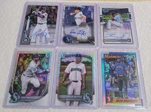 Julio Rodriguez, Cal Raleigh, Ken Griffey Jr, Mariners RC auto refractor SP (49) - Picture 1 of 6