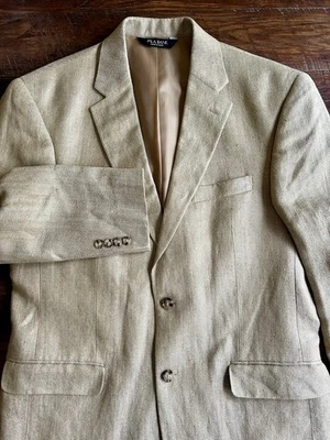 Chaqueta Abrigo Deportivo Jos A Bank Blazer 42R Lino Seda Tostado Espiga 2 Botones Foto 1 de 4