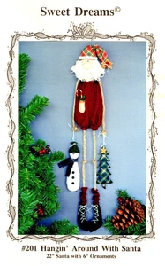 Hangin' Around with Santa Pattern 201 by Sweet Dreams, 22" Santa & Ornaments - Picture 1 of 2