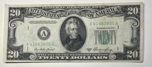 1950 A $20 Twenty Dollar Bill Federal Reserve Note Boston, MA Vntage Currency - Picture 1 of 6