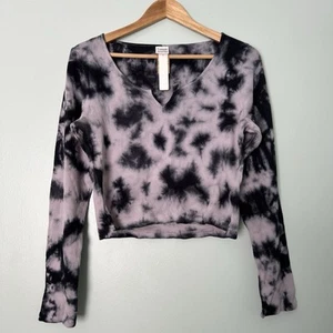 PINK VICTORIA SECRET WAFFELSTRICK CROPPED THERMO LANGARM OBERTEIL TIE DYE GR XL - Bild 1 von 8