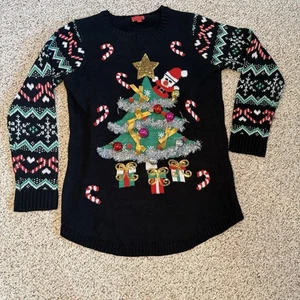 Joyland Ugly Christmas Pullover Damen L schwarz Weihnachtsbaum Kugeln Schleifen Urlaub - Bild 1 von 8