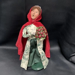 Red Cape Woman With Apple Bouquet 2001 Byers Choice Williamsburg - Foto 1 di 6