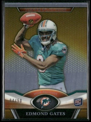 2011 Topps Platinum Edmond Gates #62 Gold Refractor /50 Rookie RC Miami Dolphins - Image 1 of 2