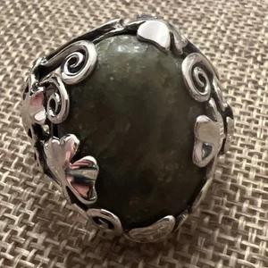Irland Sterling 925 Connemara Marmor Kleeblatt Kleeblatt Ring Gr. 11,25 - Bild 1 von 15