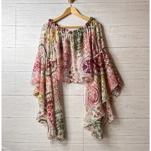 Live 4 Truth Blouse Womens SZ Small Bohemian Colorful Floral Long Flowy Sleeves - Picture 1 of 14