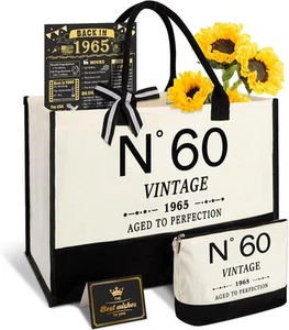 60th Birthday Gifts for Women Canvas Tote Bag Travel Gear, Unique 60 Years... - Picture 1 of 7