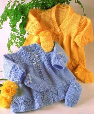 Baby jumper cardigan knitting pattern copy 8 ply newborn to 6 mths - image 1 of 2