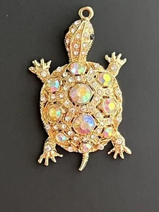 Schildkröte Anhänger Mode Schmuck Kristall/Diamant in Gold Farbeinstellung 2,5 Zoll - Bild 1 von 12