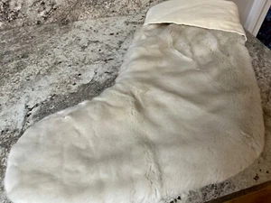Pottery Barn Alpaca Faux Fur large Christmas Stocking Ivory 22 in - Picture 1 of 4
