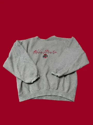 Ohio State Buckeyes Spell Out Embroidered Cadre VTG Gray Sweatshirt Large Cover